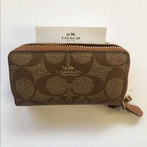 Coach Signature Double Zip Coin Purse